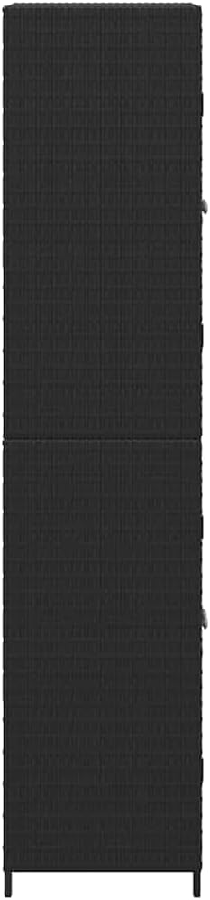 YAFF Tall Outdoor Storage Cabinet – Modern Black Woven Poly Rattan Durable Double Door Design for Garden Patio Garage Organization Weatherproof Easy Maintenance