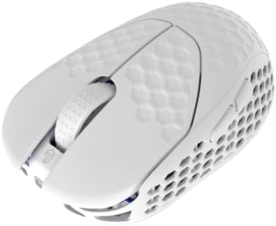 GWolves HTR Lightweight Wireless Fingertip Grip Gaming Mouse,~28Gram,8K-Report,Low Latency,PAW3395 26,000CPI,Nrf52840 CPU,6 Programmable Btns,On-Board Memory,PC/Mac and Laptop (Honeycomb, White)