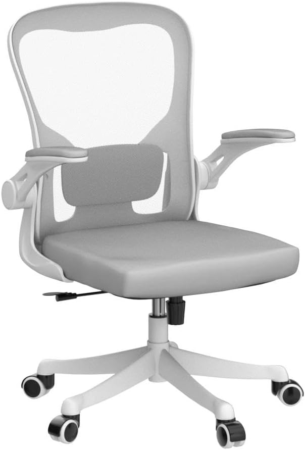 Monhey Ergonomic Office Chair, 90°-125° Tilt Back Home Desk Chair with 360° Swivel & Mute Wheels, High Back Mesh Computer Chair for Adults with Lumbar Support, 330 LBS Capacity (01White+Gray)