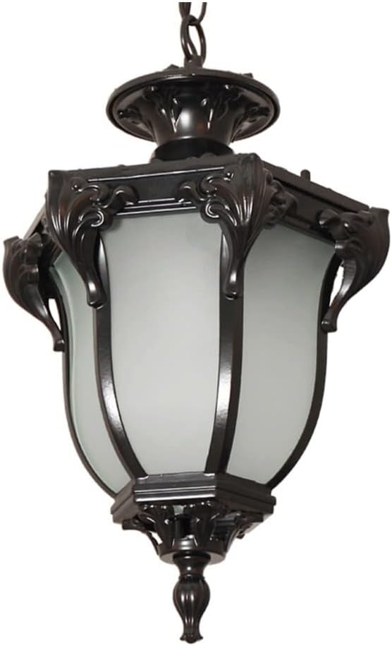 Chandelier Outdoor Aluminum Hanging Lantern, Waterproof Glass Chandelier, Corridor Courtyard Decoration Ceiling nave Villa Garden Pavilion Grape Light/Black/18.5*31.5cm