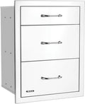 Bull Outdoor Products Premium Components for Outdoor Kitchen BBQ Island Drawer, Triple, 2+1 Stainless Steel with Reveal