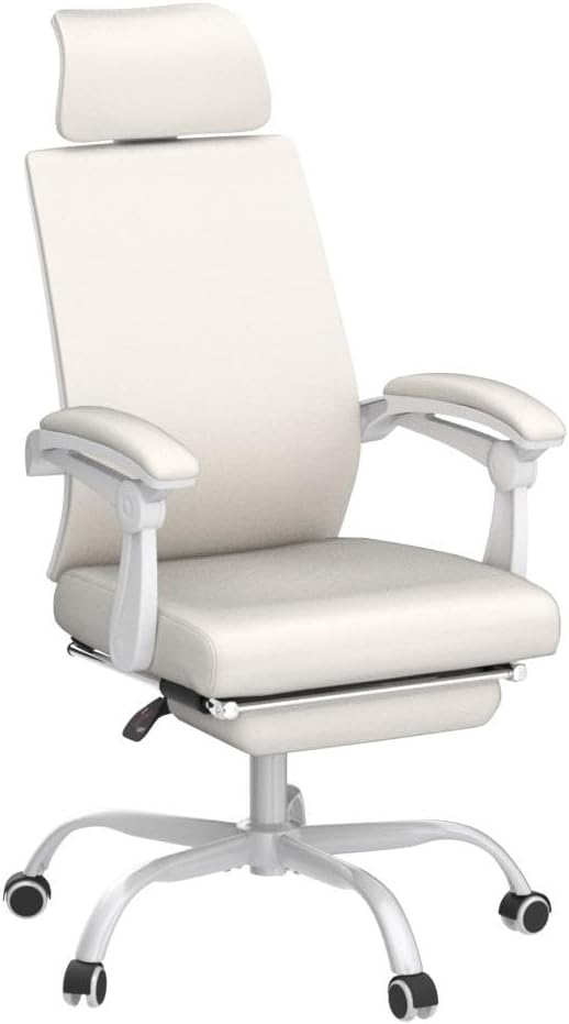 Qulomvs Mesh Ergonomic Office Chair with Footrest Home Office Desk Chair with Headrest and Backrest 90-135 Adjustable Computer Executive Desk Chair with Wheels 360 Swivel Task Chair