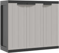 vidaXL Outdoor Storage Cabinet - Weather-Resistant Polypropylene/PP, Adjustable Shelves, Lockable, Compact Design for Garden/Balcony/Patio, Grey & Black, 38.2' x 14.6' x 33.5'