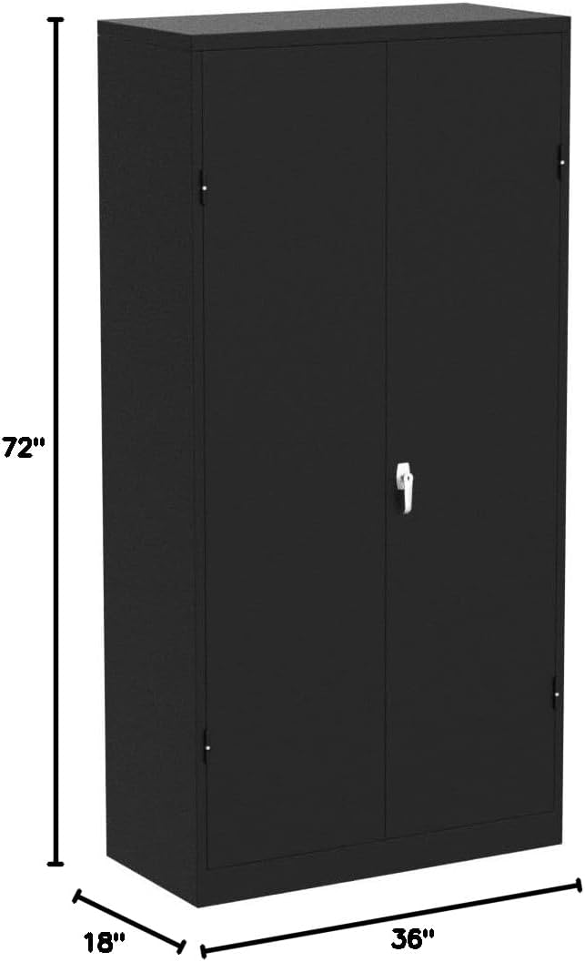 INTERGREAT Black Metal Storage Cabinet Doors, 72' Locking Steel Storage Cabinet with Shelves, Tall Metal Cabinet Lockable Steel Cabinets for Home Office, Garage