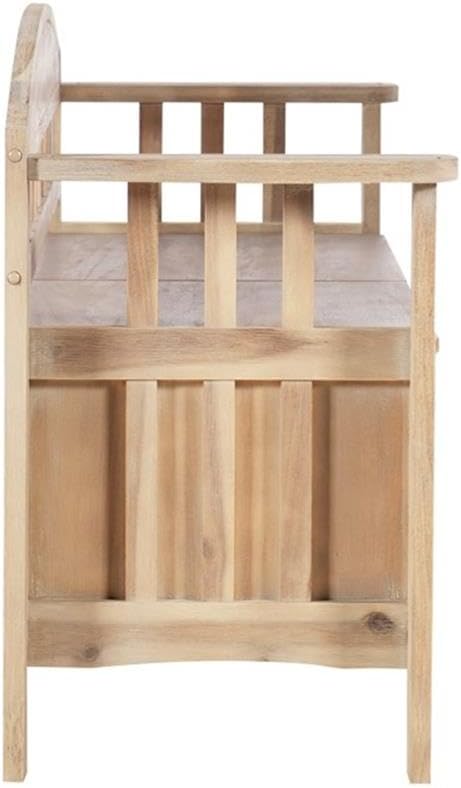 Linon Lottie Entryway Split Seat Storage Bench in Washed Natural Wood