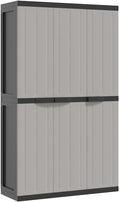 vidaXL Outdoor Storage Cabinet - Weather-Resistant Polypropylene/PP, Adjustable Shelves, Lockable, Compact Design for Garden/Balcony/Patio, Grey & Black, 38.2' x 14.6' x 65'