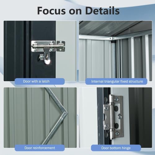 Chery Industrial 5 x 3FT Outdoor Storage Shed, Affordable Metal Tool Shed with Lockable Sliding Door and Vents,Waterproof Galvanized Steel Sheds & Outdoor Storage for Backyard, Garden, Patio