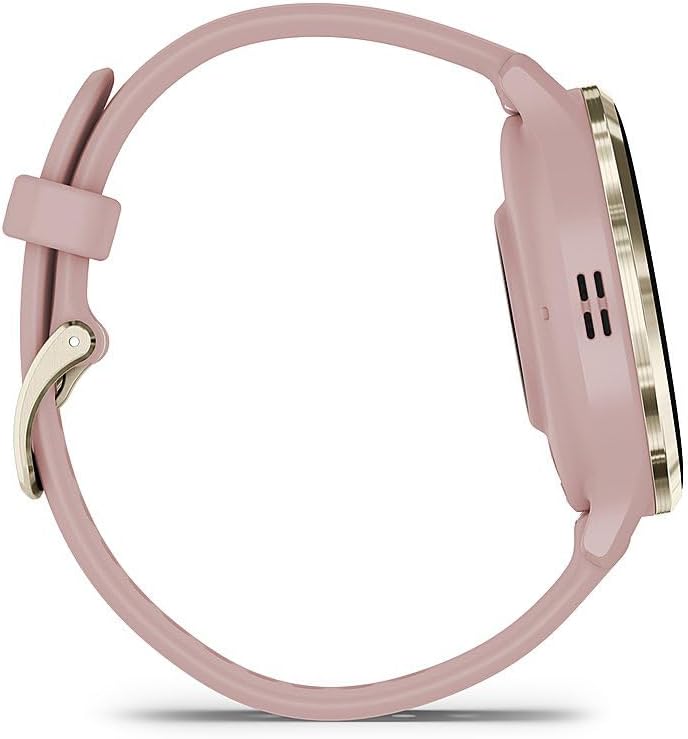Garmin 010-02785-03 Venu 3S Health Fitness GPS Smartwatch Gold Steel Bezel with Dust Rose Case 41mm | Official USA Partner Model | Bundle with Deco Screen Protector, Fitness & Wellness Suite