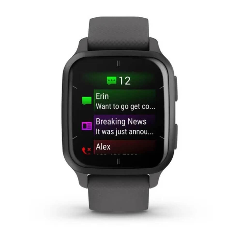 Garmin Venu Sq 2 Smartwatch (Slate Aluminum Bezel with Shadow Gray Case and Silicone Band)