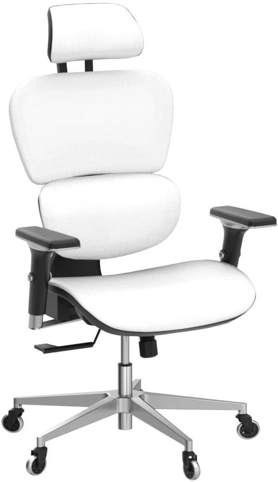 Oline ErgoPro Ergonomic Office Chair with 4D Adjustable Armrest, 3D Lumbar Support and Blade Wheels - Mesh Computer Gaming Rolling Desk Executive Swivel Home Chair (White)
