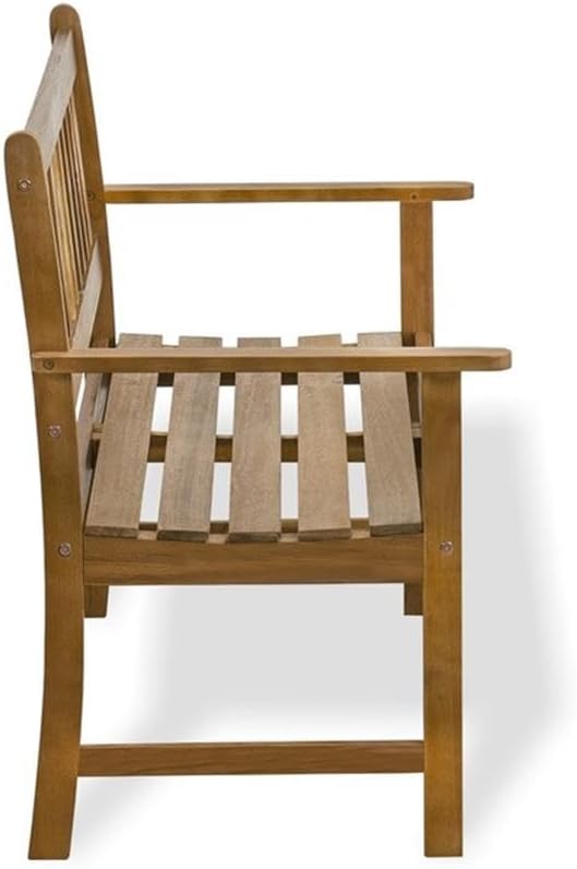 East West Furniture BBTB0NA Belmont Wooden Patio Bench with Backrest - Acacia Wood, 48x22x33 Inch, Natural Oil