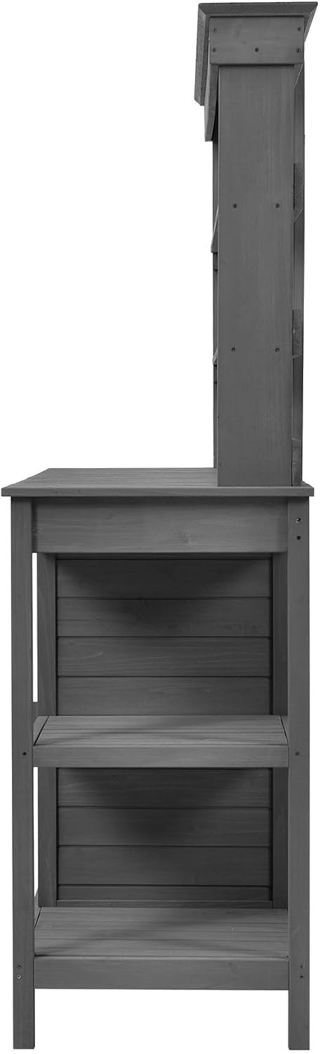 66' Large Outdoor Potting Table with 2 Drawers, Cabinet, Open Shelves, Wooden Potting Bench for Garden, Patio, Farmhouse, Backyard, Spacious Workstation (Grey, 66')