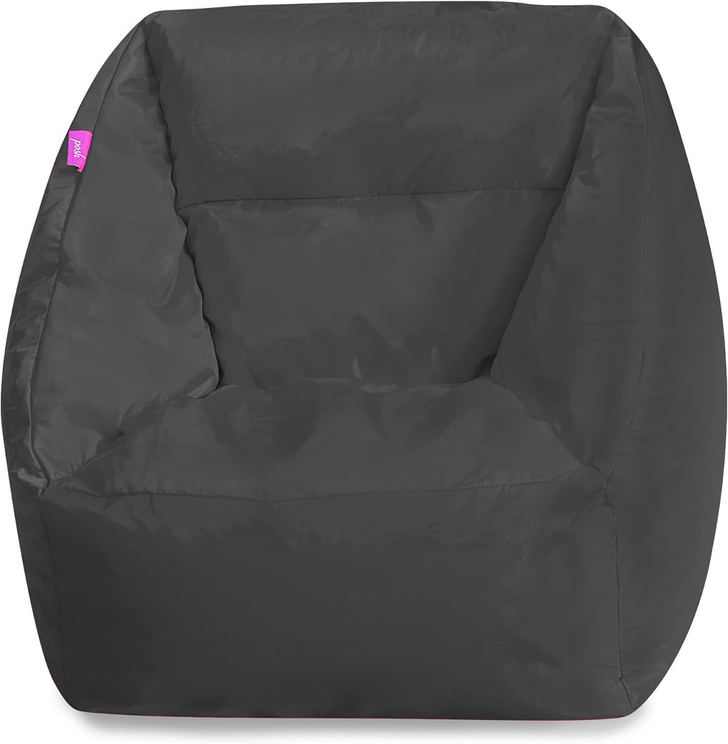 Posh Creations Structured Comfy Bean Bag Chair for Gaming, Reading, and Watching TV, Coronado Chair, Microsuede - Charcoal Gray