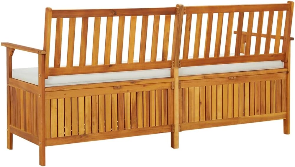 vidaXL Chill Rustic Garden Bench, Outdoor Seating with Storage, Rectangular Acacia Patio Furniture