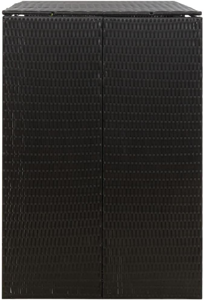 vidaXL Bin Store, Outdoor Trash Can Storage for Garbage Cans, Double Wheelie Bin Shed for Patio Backyard Garden, Black Poly Rattan
