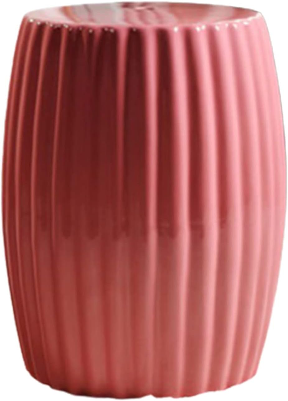 Garden Stool,Ceramic Garden Stool, European-Style Home Decorations, Dressing Stools, Living Room Flower Ceramic Drum Stools, Pavilions Drying Stools. (Color : Pink)(Pink)
