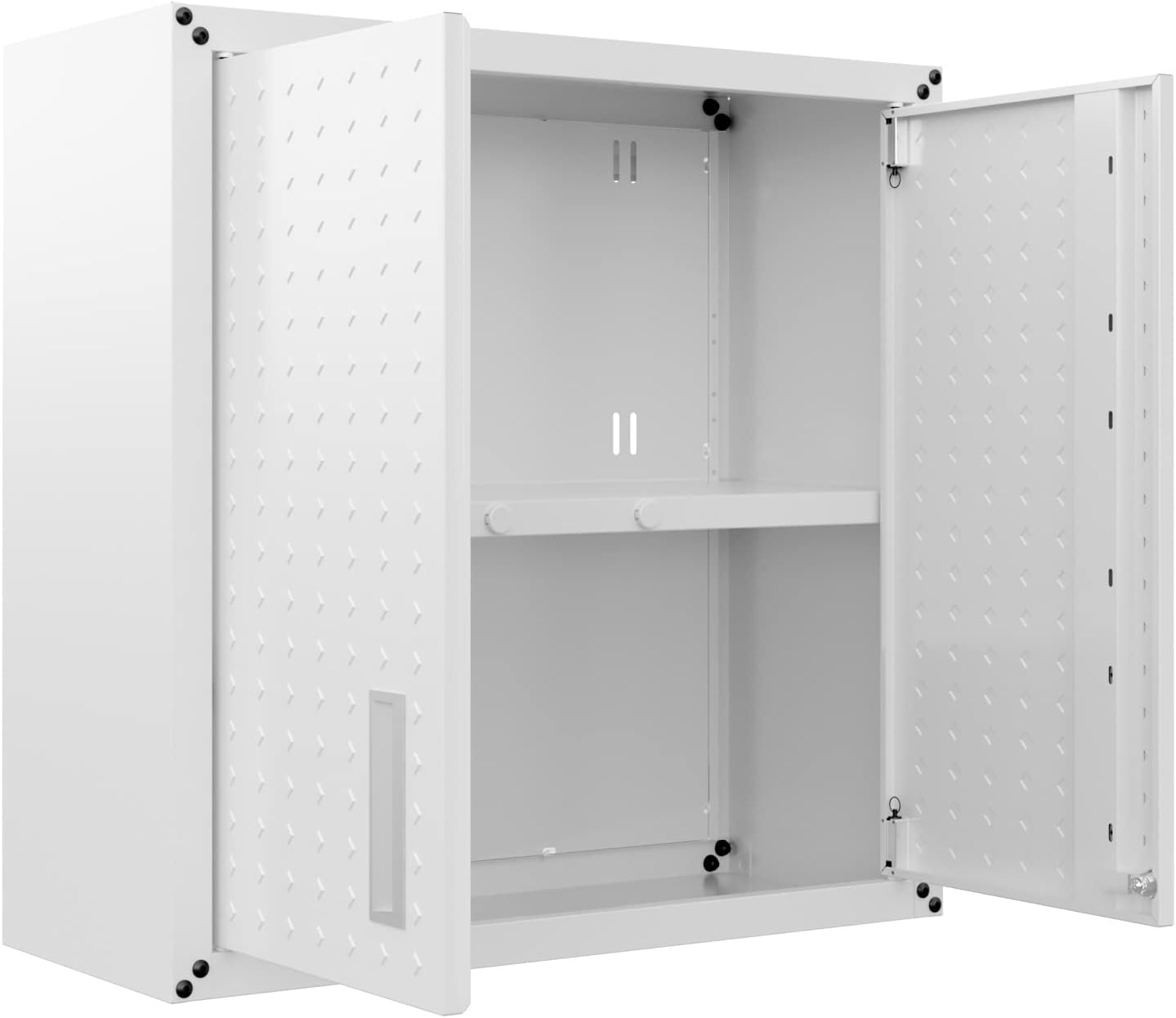 Manhattan Comfort Fortress 30' Floating Textured Metal Garage Cabinet with Adjustable Shelves, Set of 1, White