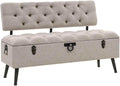 vidaXL Storage Bench Cream Engineered Wood 43.3 inches Storage Bench
