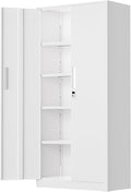 Incbruce 72' H x16 D Patio Metal Storage Cabinet, Outdoor Storage Cabinet with Doors and Adjustable Shelves, Tool Shed for Home, Patio, Office (White)