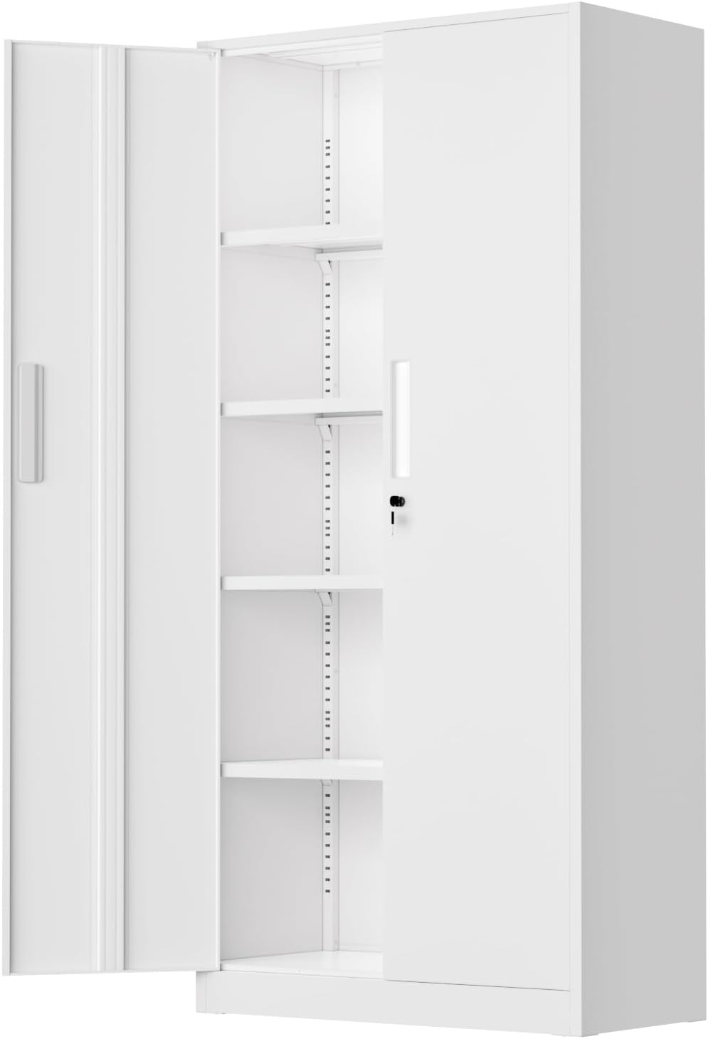 Incbruce 72' H x16 D Patio Metal Storage Cabinet, Outdoor Storage Cabinet with Doors and Adjustable Shelves, Tool Shed for Home, Patio, Office (White)