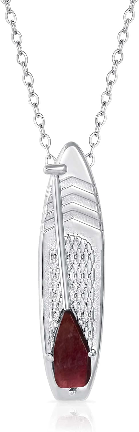 JANUARY Birthstone Paddle board Necklace in GARNET | Paddleboard Jewelry Gift