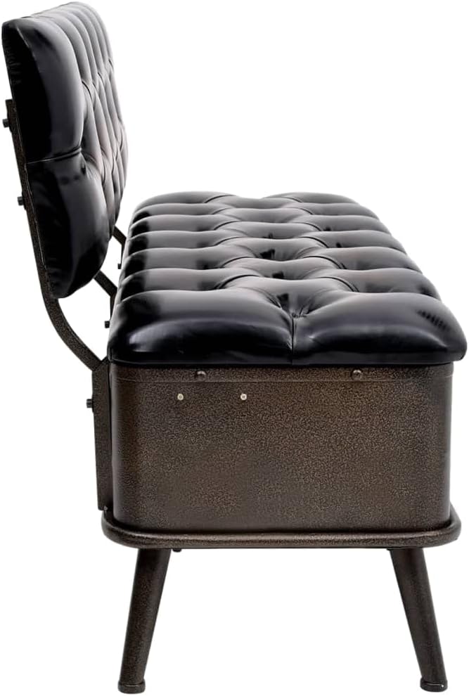 vidaXL Storage Bench Black Faux Leather, Metal, Engineered Wood Medium