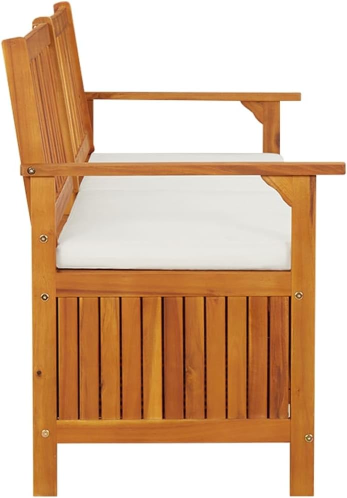 vidaXL Chill Rustic Garden Bench, Outdoor Seating with Storage, Rectangular Acacia Patio Furniture