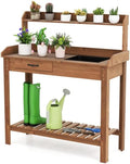 ARNOT Potting Bench,Outdoor Potting Bench Table with Sink and Storage Shelves, Wooden Garden Workstation for Gardening Tools, Planting, and Repotting – Natural Fir Wood (38' x 17' x 50')