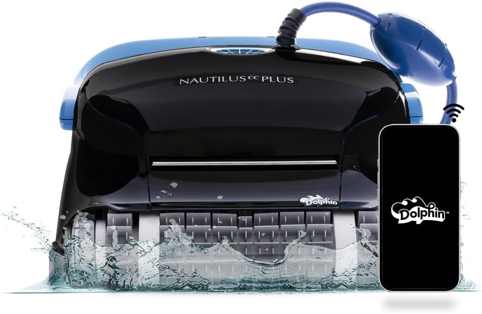 Dolphin Nautilus CC Plus Wi-Fi Automatic Robotic Pool Vacuum Cleaner, Always Cleaning, Never Charging, with Wall Climbing Scrubber Brush, Ideal for In-Ground Pools up to 40 FT in Length