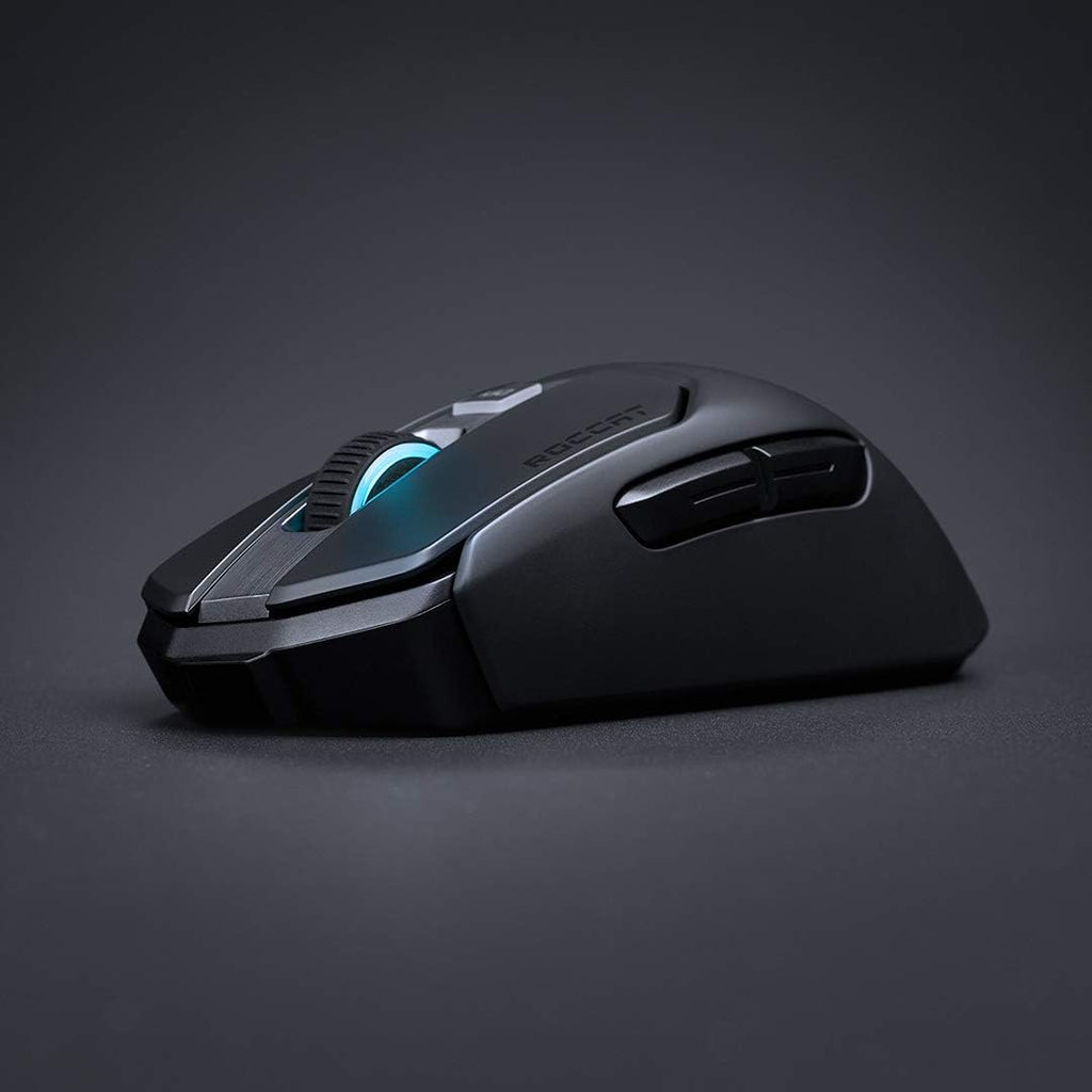 ROCCAT Kain 200 Wireless PC Gaming Mouse, AIMO RGB Backlit Lighting, Owl-Eye Optical Sensor, Ergonomic Mouse Feel, 5 Side Buttons, Adjustable Up to 16,000 DPI, Up to 50 Hour Battery Life, Black