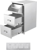 17W x 21D x 30H Inch Outdoor Kitchen Drawers Stainless Steel, Flush Mount Triple Drawers with Stainless Steel Handle, Venting Panel Weatherproof for Kitchen Island Patio, Grill Station