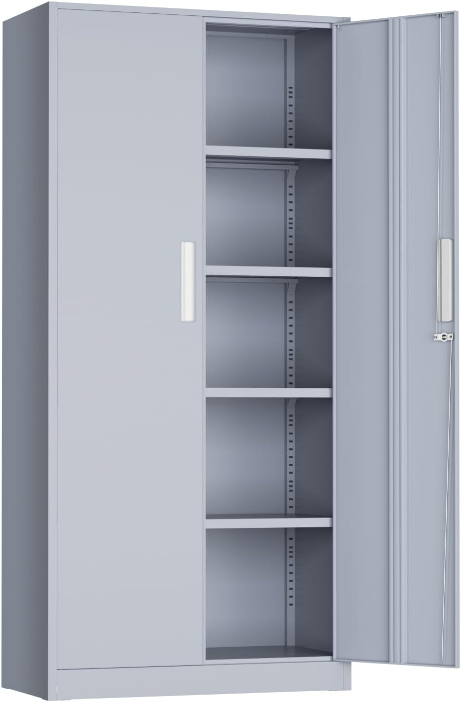 INTERGREAT Metal Storage Cabinet, 72' Locking Steel Cabinets with 2 Door and 4 Adjustable Shelves, Tall Metal Cabinet for Home Office, Garage, Warehouse,(Cement)