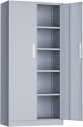 INTERGREAT Metal Storage Cabinet, 72' Locking Steel Cabinets with 2 Door and 4 Adjustable Shelves, Tall Metal Cabinet for Home Office, Garage, Warehouse,(Cement)