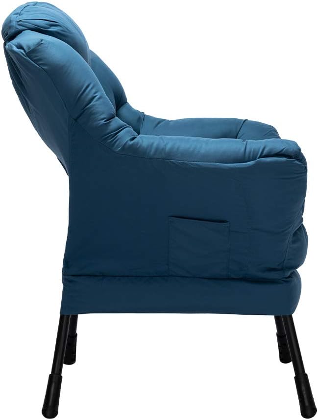 HollyHOME Lazy Chair with Armrest and Side Pocket, Comfy Accent Lounge Chair,Leisure Sofa Armchair for Living Room, Bedroom, Dorm, or Small Spaces, Oversized Reading Sofa Chair,Navy Blue