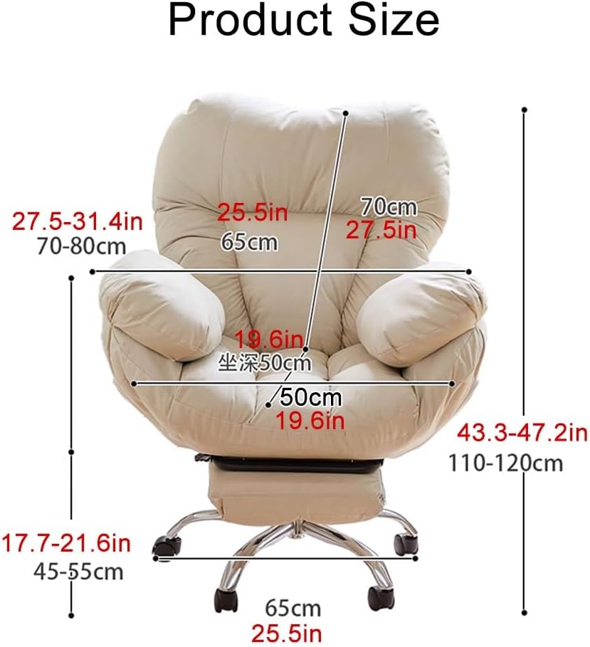 Lazy Sofa Gaming Chair Office Chairs Recliner Chair for Bedroom, Study, Office; Modern Style; Blue, Leather; Ergonomic, Adjustable Height