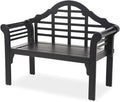 Plow & Hearth Weatherproof Lutyens Eucalyptus Wood Garden Bench | Foldable Patio Bench | Outdoor Furniture Seating for Porch Park Deck | Black