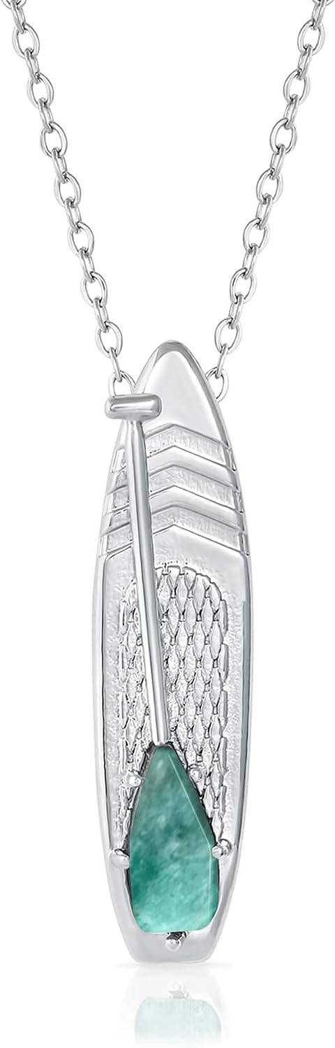 MAY Birthstone Paddle board Necklace in EMERALD | Paddleboard Jewelry Gift