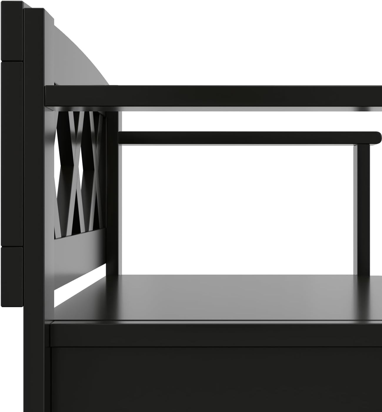 SIMPLIHOME Amherst Entryway Storage Bench - 36 inch Wide Solid Wood Hallway Bench in Black, Transitional Bench for Entry or Mudroom with Lift-Up Lid, Storage Compartments and X-Back Detail