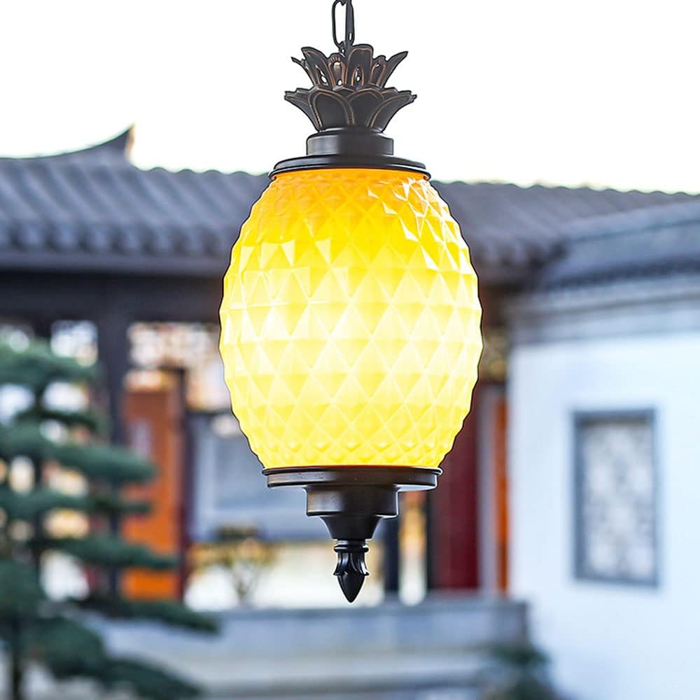 Outdoor Pendant Lights Waterproof Hanging Lights Fixture Corridor Courtyard Decoration Ceiling Lamp Aisle Villa Garden Pavilion Pendant Lantern Pineapple Modeling Hanging Lamp