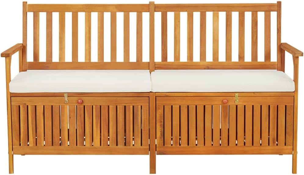 vidaXL Chill Rustic Garden Bench, Outdoor Seating with Storage, Rectangular Acacia Patio Furniture