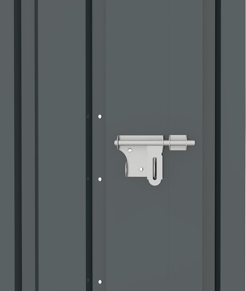 KEIKI 2-in-1 Outdoor Storage Shed & Tool Cabinet, 4.6FT Metal Garden Shed with Lockable Compartment, Open Firewood Rack, Waterproof Small Outside Storage Shed, Galvanized Steel, Dark Gray