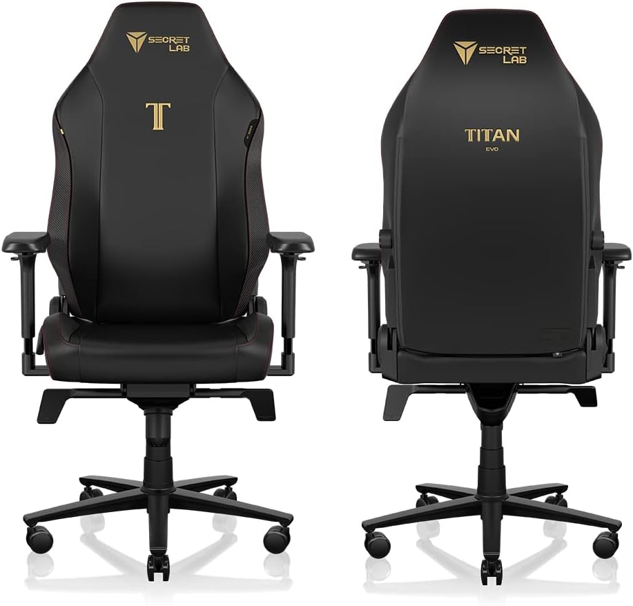 Secretlab Titan Evo Stealth Gaming Chair - Reclining, Ergonomic & Heavy Duty Computer Chair with 4D Armrest, Magnetic Head Pillow & Lumbar Support - Big and Tall Up to 395lbs - Black - Leatherette