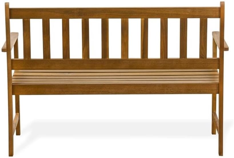 East West Furniture BBTB0NA Belmont Wooden Patio Bench with Backrest - Acacia Wood, 48x22x33 Inch, Natural Oil
