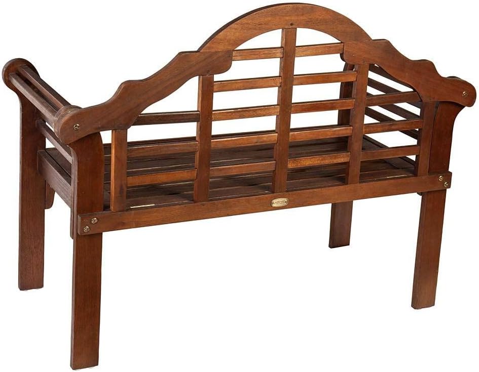 Plow & Hearth Weatherproof Lutyens Eucalyptus Wood Garden Bench | Foldable Patio Benches | Outdoor Furniture Seating for Porch Park Deck | Natural