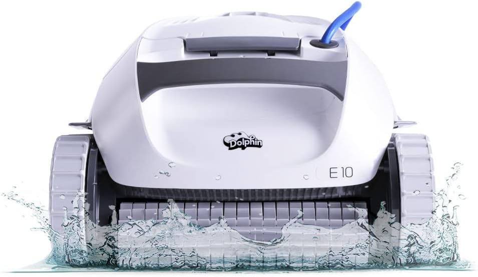Dolphin E10 Automatic Robotic Pool Vacuum Cleaner, Active Scrubber Brush, Top Load Filters Access