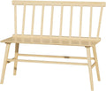 Dining Bench for Kitchen & Dining Room – Bamboo Wood Bench with Spindle Back & Armrests, Farmhouse Entryway Bench, Indoor Bedroom Bench, Versatile Entry Bench & Outdoor Bench Seating（Natural）