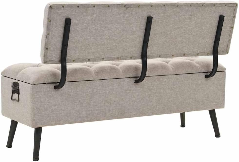 vidaXL Storage Bench Cream Engineered Wood 43.3 inches Storage Bench