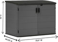 Stow-Away Horizontal Storage Shed, Outdoor Storage Box, Gray, Double Door Design-BMS4781
