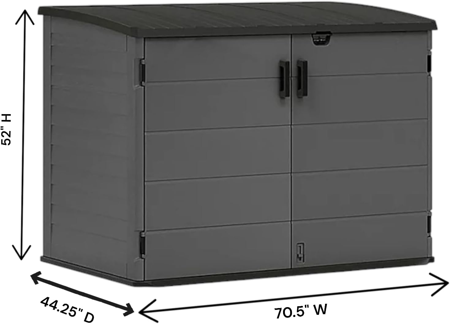 Stow-Away Horizontal Storage Shed, Outdoor Storage Box, Gray, Double Door Design-BMS4781
