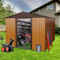 Chery Industrial 8FT x 10FT Outdoor Storage, Affordable Metal Tool Shed with Lockable Sliding Shed Door and Vents,Waterproof Galvanized Steel Sheds & Outdoor Storage for Backyard, Garden(Coffee)